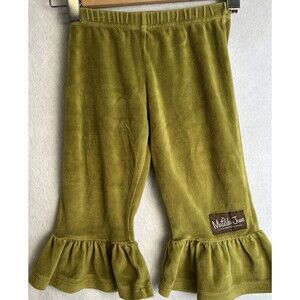 Matilda Jane size 2 Character Counts Green Velour‎ Pear Big Ruffles  EUC